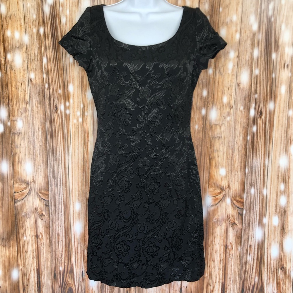 Carmen Marc Valvo Black on Black Floral Dress